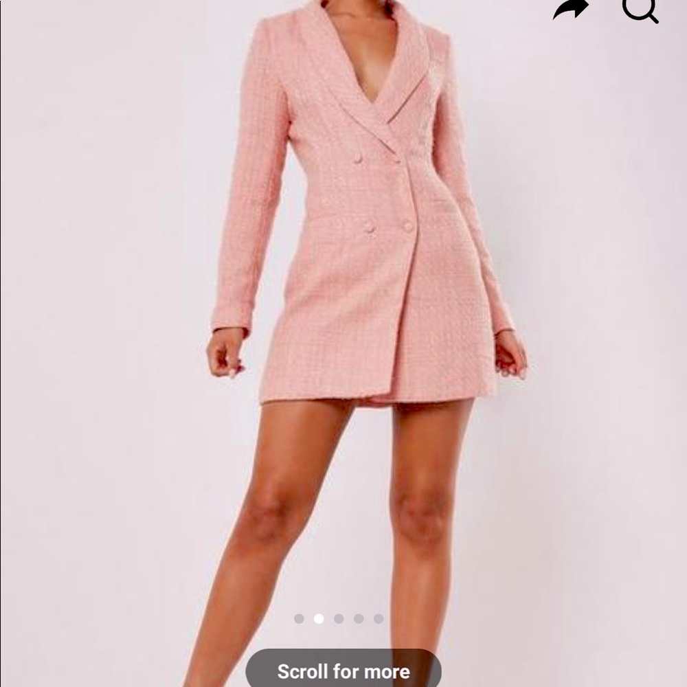 Missguided Pink Tweed blazer Dress